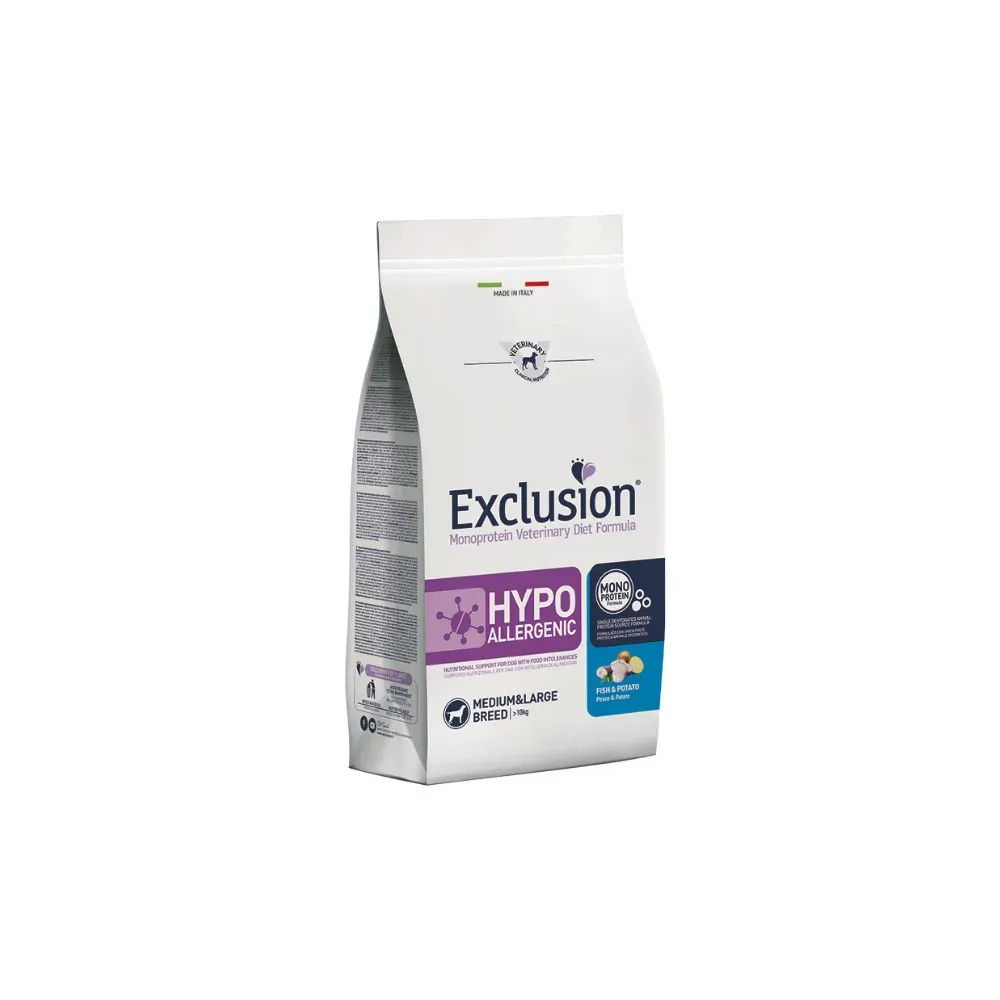 Exclusion Diet Hypoallergenic Medium/Large Breed Pesce e Patate 2 kg Exclusion Diet Hypoallergenic Medium/Large Breed Pesce e Patate 2 kg