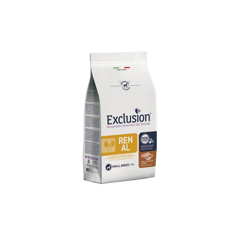 Exclusion Diet Renal Small Breed Maiale Sorgo e Riso 2 kg Exclusion Diet Renal Small Breed Maiale Sorgo e Riso 2 kg